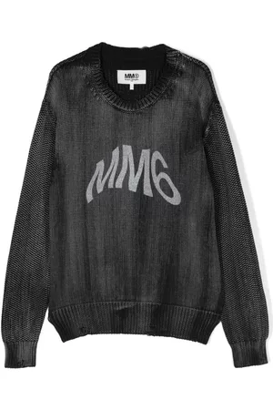 Maison Margiela Girls Sweaters - MM6 logo knitted jumper - Black