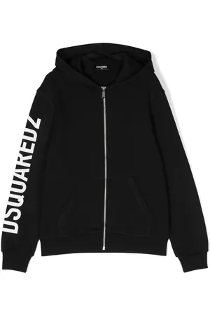Dsquared2 Boys Zip-up Hoodies - Logo-print zip-up hoodie - Black
