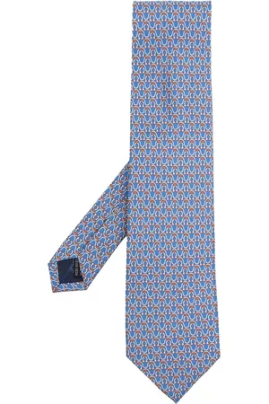Salvatore Ferragamo Men Bow Ties - Gancini-print silk tie - Blue