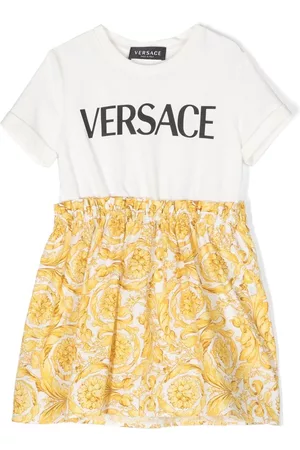 VERSACE Logo-print layered T-shirt dress - White