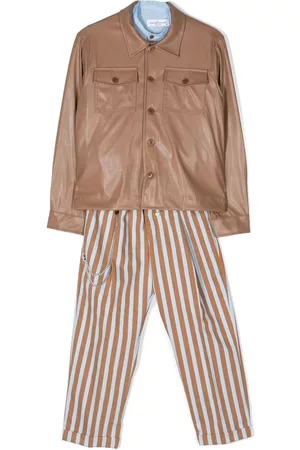COLORICHIARI Suits - Vertical stripe three piece suit - Brown