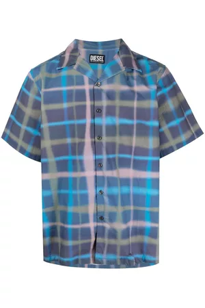 Diesel Short sleeved Shirts - Check-print short-sleeved shirt - Blue