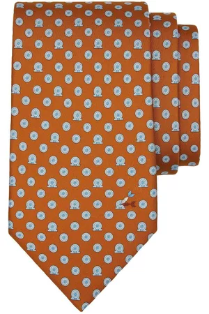 Salvatore Ferragamo Men Bow Ties - Embroidered-design silk tie - Orange