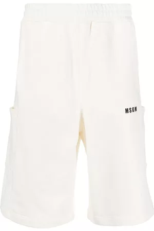 Msgm Sports Shorts - Logo-print organic cotton shorts - White