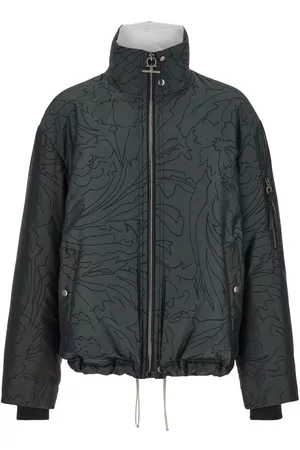 Salvatore Ferragamo Floral-print bomber jacket - Blue