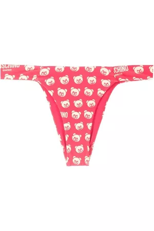 Moschino Women High Leg Bikinis - Teddy Bear-print high-leg bikini bottoms - Pink