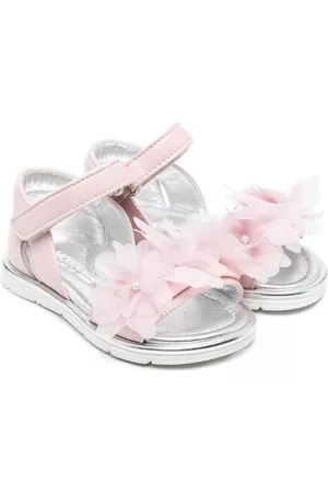 MONNALISA Sandals - Floral-appliqué touch-strap sandals - Pink