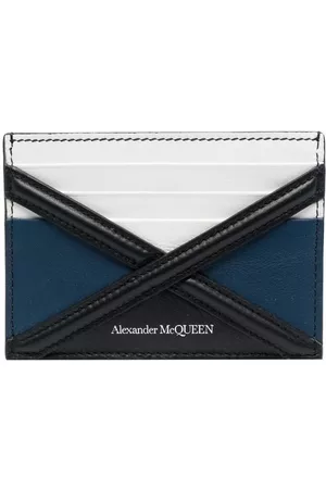 Alexander McQueen Men Wallets - Colour-block leather cardholder - Blue