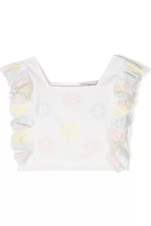 Stella McCartney Tops - Embroidered ruffle top - White