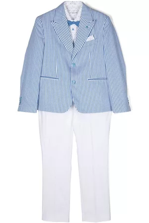 COLORICHIARI Suits - Vertical-stripe single-breasted suit set - Blue