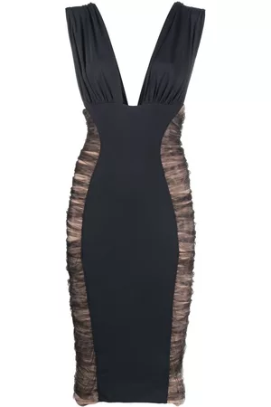 Roberto Cavalli Women Party Dresses - Rushed-panel dress - Black