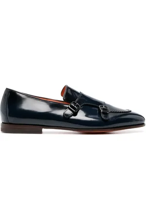 santoni Double-Buckle contrast-trim loafers