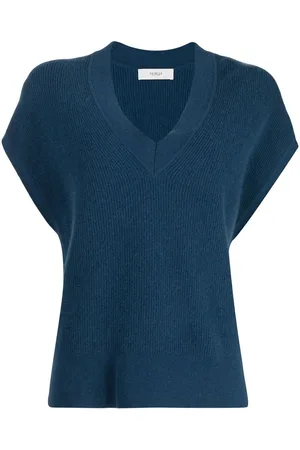 PRINGLE OF SCOTLAND Ribbed V-neck knitted top
