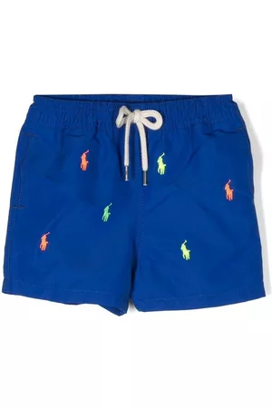Ralph Lauren Swim Shorts - Multiple-logos swim shorts - Blue