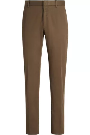 Z Zegna Men Formal Pants - Slim-cut leg tailored trousers - Brown