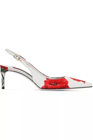 Dolce & Gabbana Women High Heels - Floral-print slingback pumps - White