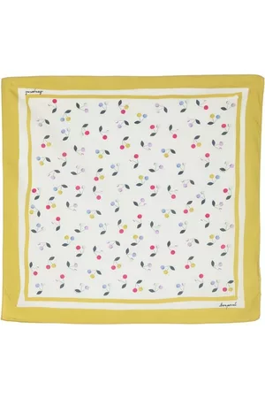 BONPOINT Girls Scarves - Cherry-print square scarf - Yellow