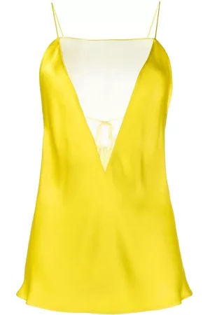 Stella McCartney Women Camisoles - Silk mesh-panelled camisole - Yellow