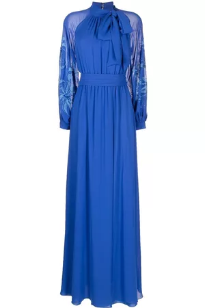 Sachin & Babi Embroidered long-sleeve gown - Blue