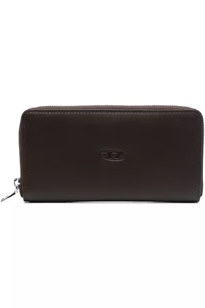 Diesel Men Wallets - Logo-debossed zip-around leather wallet - Brown