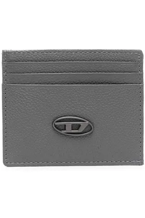 Diesel Men Wallets - Logo-plaque grained leather cardholder - Grey