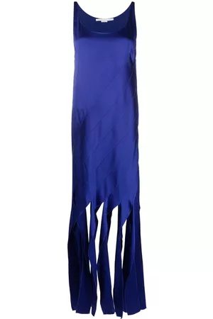 Stella McCartney Fringe-hem sleeveless dress - Blue