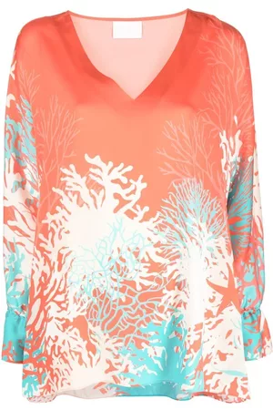 IVI Women Tunics - Graphic-print stretch-silk tunic - Pink