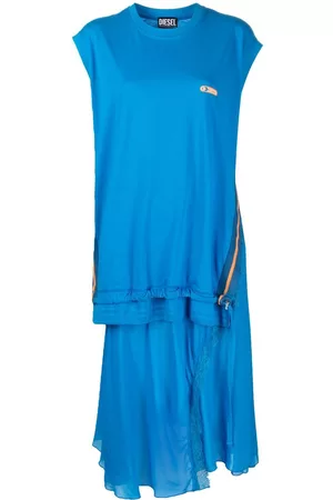 Diesel Women Asymmetrical Dresses - Asymmetric sleeveless dress - Blue