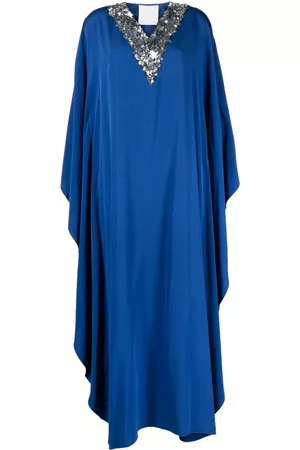 SHATHA ESSA Women Maxi Dresses - Sequin-embellished maxi shift dress - Blue