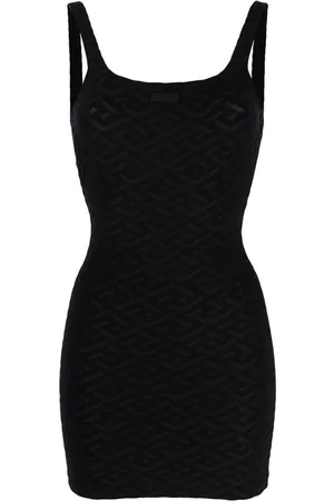VERSACE Women Bodycon Dresses - Logo patch sleeveless bodycon dress - Black