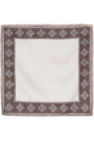 Brunello Cucinelli Geometric-print silk pocket square - Brown
