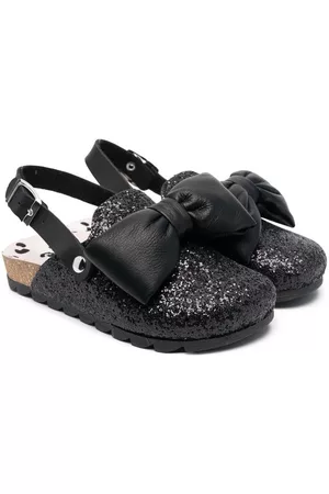 MONNALISA Sandals - Sequined bow-detail sandals - Black