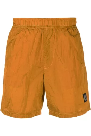 Stone Island Men Swim Shorts - Embroidered-logo swim shorts - Orange