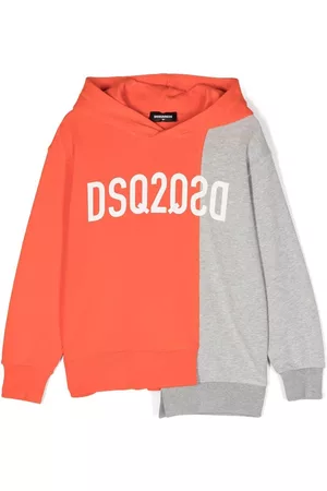 Dsquared2 Asymmetric logo-print hoodie - Orange