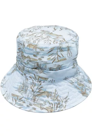 Il gufo Girls Hats - Botanical-print bucket hat - Blue
