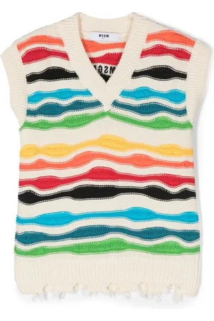 Msgm Multicolour distressed knitted vest