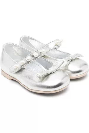 MONNALISA Faux-pearl ballerina pumps - Grey