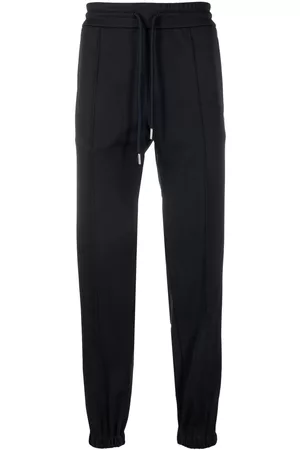 Moncler Men Sweatpants - Embroidered-logo drawstring trousers - Blue