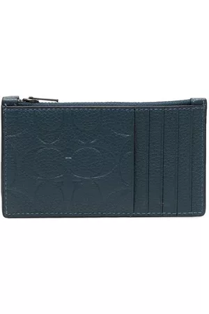 Coach Men Wallets - Embossed-monogram leather wallet - Blue