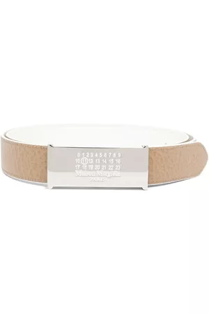 Maison Margiela Logo-buckle leather belt - White