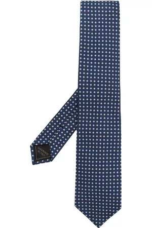 BRIONI Men Bow Ties - All-over embroidered-pattern tie - Blue