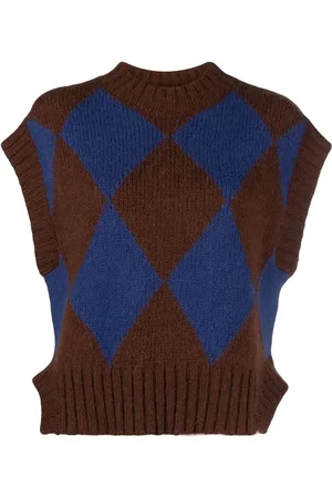 La DoubleJ Argyle-check knitted vest