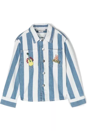Stella McCartney Boys Long sleeved Shirts - Striped long sleeve shirt - Blue