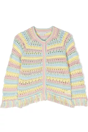 Stella McCartney Girls Crochet Tops - Rainbow stripe crochet jumper - Yellow