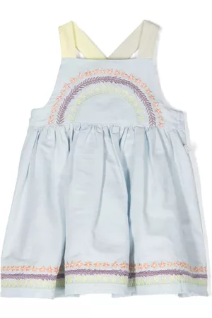 Stella McCartney Girls Graduation Dresses - Rainbow denim dress and bloomers set - Blue
