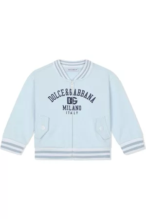 Dolce & Gabbana Logo-print cotton baseball jacket - Blue