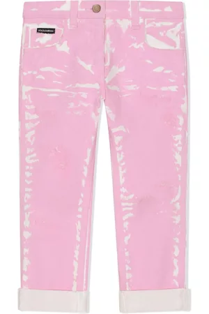 Dolce & Gabbana Straight Jeans - Distressed straight-leg jeans - Pink