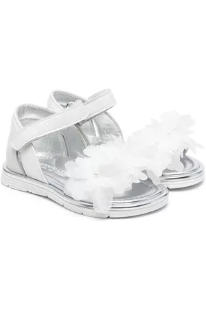 MONNALISA Sandals - Faux-flower sandals - White