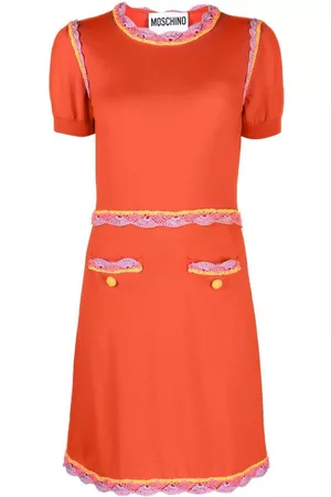 Moschino Lace-trim knitted dress - Orange