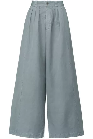 Maison Margiela Men Wide Leg Pants - Pleat-detail wide-leg trousers - Blue